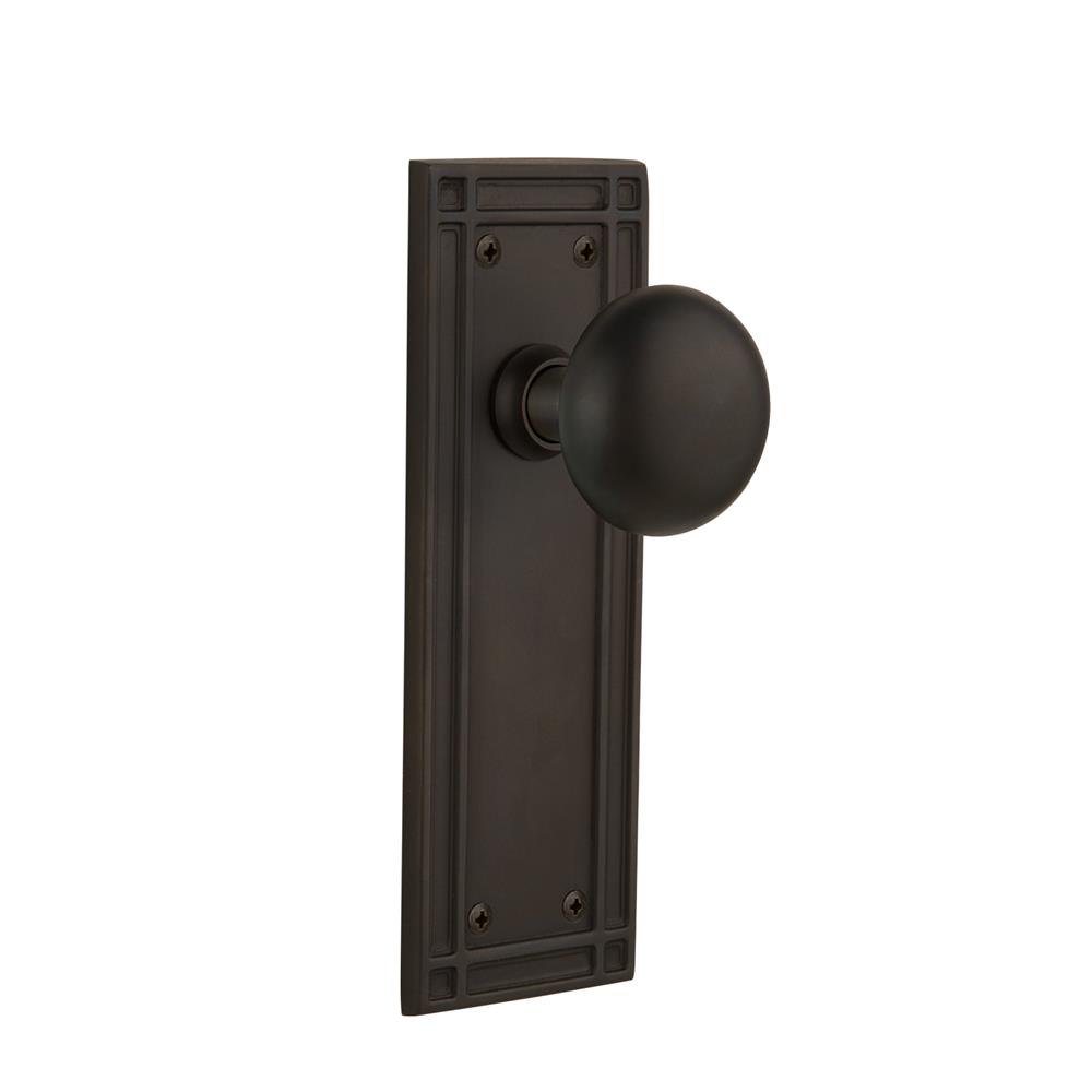 Nostalgic Warehouse 709263  Mission Plate Passage New York Door Knob in Oil-Rubbed Bronze